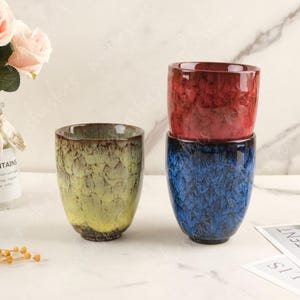 Japanese Style Ceramic Tea Cup, Handle-less Ceramic Coffee Mug, Retro Style No Handle Tea Cup, Japanese Style Mug, Handcrafted Tea Cup