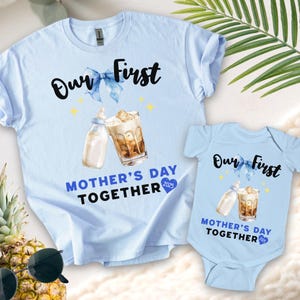 Our First Mother&#39;s Day Shirt 2025, Mothers Day Matching Shirt, new mommy tees, mom girl baby shirt, mom boy baby tee, coquette mom tshirt
