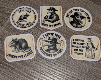 Plague Doctor Stickers | Renaissance Faire trinkets | Vintage Rat & Medieval Humor | Halloween Costume Accessories