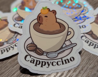 Capybara Cappuccino Vinyl Sticker – Coffee Animal