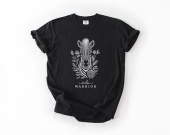 EDS Warrior-shirt - T-shirt met bloemenzebra voor Ehlers-Danlos-syndroom, bewustzijn van chronische ziekten, geschenk onzichtbare ziekte