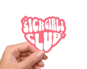 Sick Girls Club Sticker – Heart Vinyl Decal for Spoonies, Chronic Illness Awareness Sticker, Invisible Illness Support, Waterproof Sticker