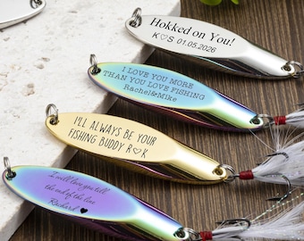 Personalized Fishing Key Ring Laser Engraved Fishing Lure Keychain Fishing Gifts Anniversary Gift for Husband Boyfriend Couple Fishing Gift