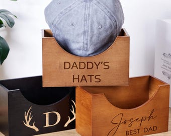 Regalo para el Día del Padre, Soporte para gorras personalizado, Organizador de sombreros de madera grabado, Soporte para sombreros personalizado, Regalo para él, Perchero para sombreros, El mejor papá del mundo