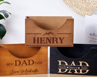 Soporte para sombreros personalizado, regalo para el Día del Padre, organizador de sombreros de madera grabado, soporte para gorras personalizado, regalo para hombres, el mejor papá del mundo, caja de madera para sombreros