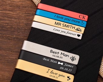 Custom Groomsmen Tie Clip Engraved Tie Bar Best Man Tie Clip Personalized Gift for Men Boyfriend Gift Gift for Husband Groomsman Proposal