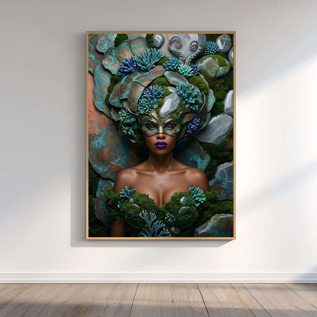 Mother Gaia | Earth Goddess | Whimsigoth Wall Art | Black Woman Wall ...