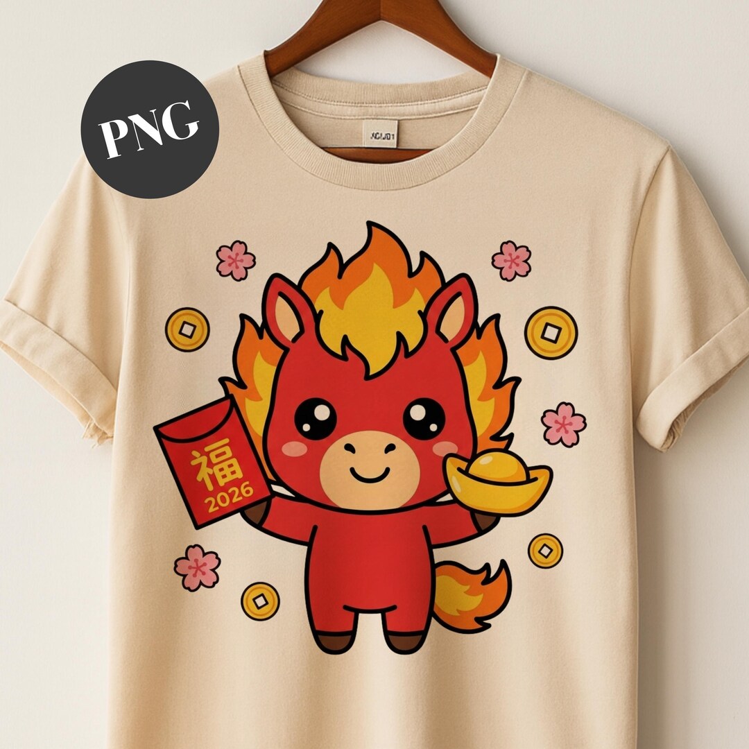 Year of the Horse 2026 PNG | Chinese New Year Fire Horse | Kawaii ...