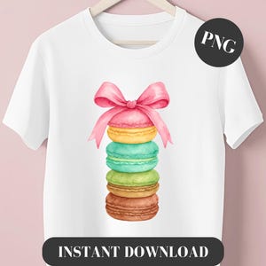 Pila de macarrones PNG: Postre pastel para vaso o camiseta (descarga digital)
