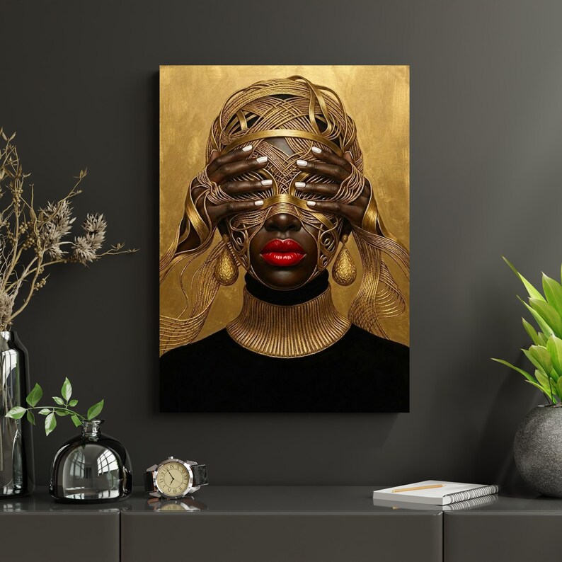Black Woman Wall Art | African American Art Print | Gold Afrocentric ...