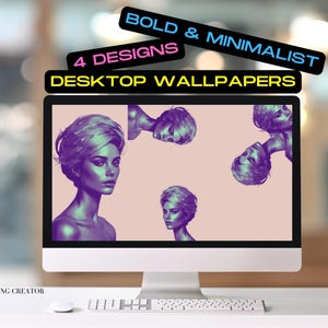 Minimalist Desktop Wallpaper: 4 Bold Designs - Full HD & 4K (Digital Download)