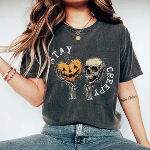 Retro Stay Creepy PNG, Retro Dripping Heart Halloween Png,Skeleton Hand Spooky Graphic, Grunge Horror Sublimation Design Trendy,Skeleton Png