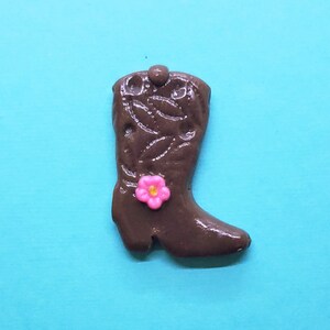 Cold Porcelain Cowgirl Boot Clay Center, Pendant, Ornament, Brooch, Magnet, Necklace, Keepsake, Gift