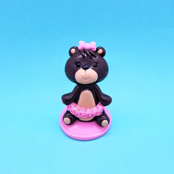 Teddy Brown Bear Ballerina Figurine | Cake Topper | Handmade Decor | Ready to Ship