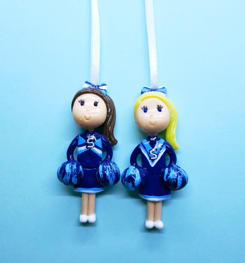 Custom Cheerleader Figurine Ornament Magnet Purse Charm Brooch Cake Topper Personalized Handmade Gift Ornament