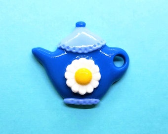 Handmade Daisy Flower Blue Teapot Magnet | Ready to Ship