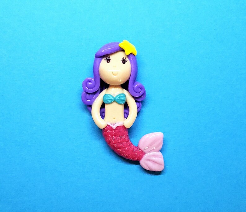 Cold Porcelain Little Mermaid Figurine With Purple Hair Etsy