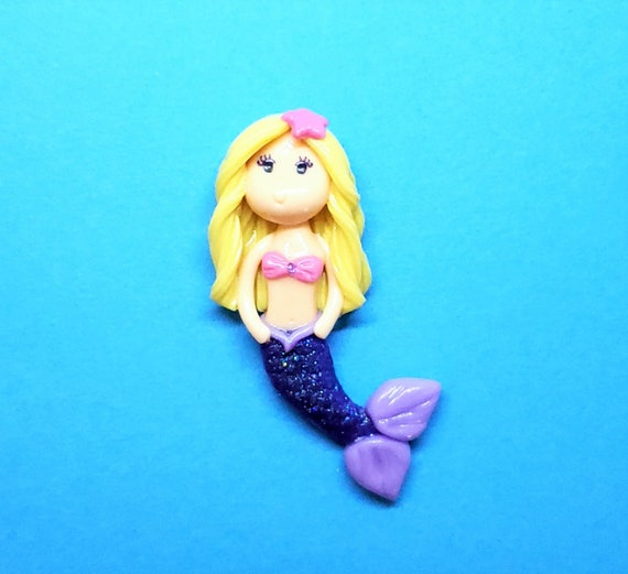 Cold Porcelain Purple Tail Blonde Little Mermaid Figurine Etsy