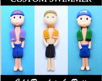 Custom Male Swimmer Figurine | Ornament | Magnet | Decor | Cake Topper | Personalized Handmade Gift