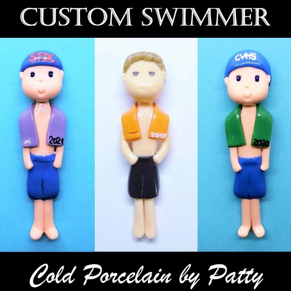 Figurine de nageur homme personnalisée | ornement | aimant | Décoration | Décoration de gâteau | Cadeau fait main personnalisé