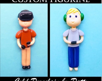 Custom Video Game Player Figurine | Ornament | Magnet | Cake Topper | Personalized Handmade Gamer Gift