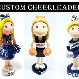 Custom Cheerleader Figurine Ornament Magnet Purse Charm Brooch Cake Topper Personalized Handmade Gift image 6