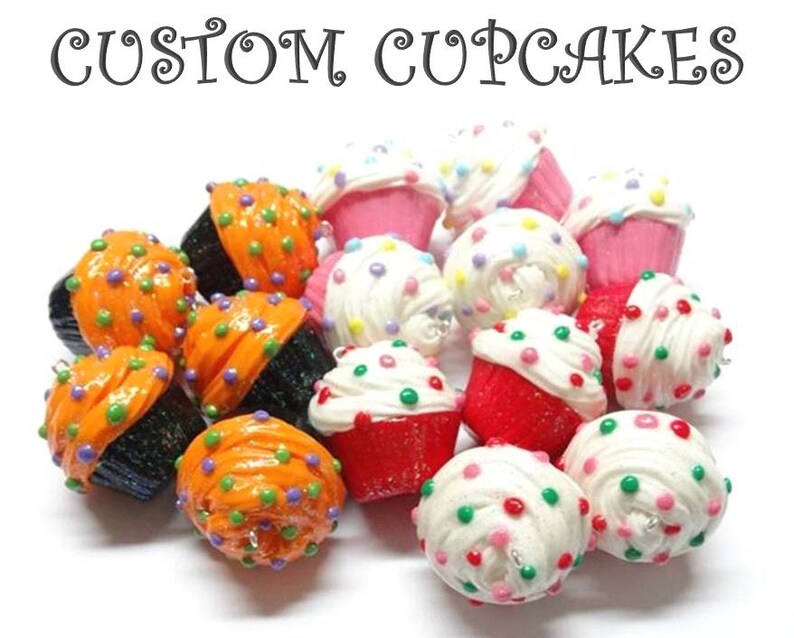 Custom Cold Porcelain Cupcake with Sprinkles Decor Gift Jewelry Accessories