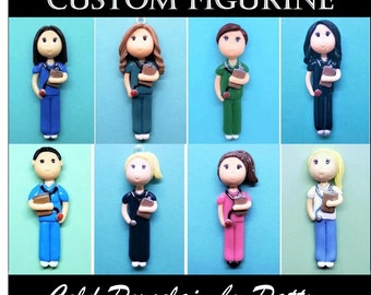 Custom Figurine in Scrubs | Nurse RN CNA LPN | Paramedic | Ornament | Magnet | Cake Topper | Personalized Healthcare Professional Gift