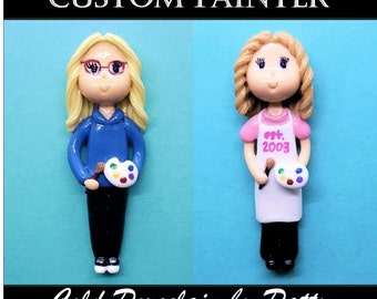 Custom Painter Figurine | Ornament | Magnet | Brooch | Cake Topper | Personalized Artist Handmade Gift