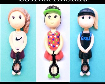 Custom Tennis Player Figurine, Sports Athlete Team, Coach, Personalized Ornament, Keepsake, Gift