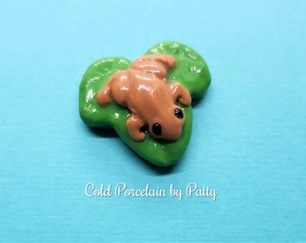 Custom Cold Porcelain Miniature Puerto Rican Coquí Frog Figurine, Ornament, Pendant, Magnet, Purse Charm, Brooch, Necklace