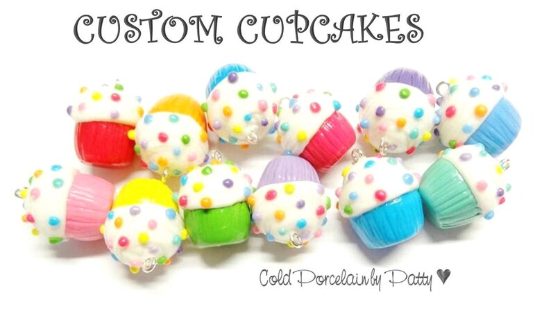 Custom Cold Porcelain Cupcake with Sprinkles Decor Gift Jewelry Accessories