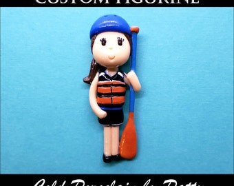 Custom Figurine with Paddle | Rafter, Kayaker, Paddleboarding, Rower | Ornament | Magnet | Decor | Cake Topper | Personalized Handmade Gift
