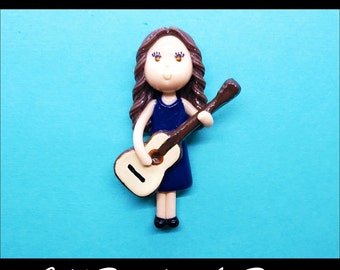 Custom Acoustic Guitar Player Figurine | Ornament | Magnet | Personalized Musician Guitarist Handmade Gift