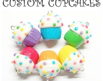 Custom Cupcake with Sprinkles | Faux Food Decor | Pendant | Panner Purse Charm | Necklace