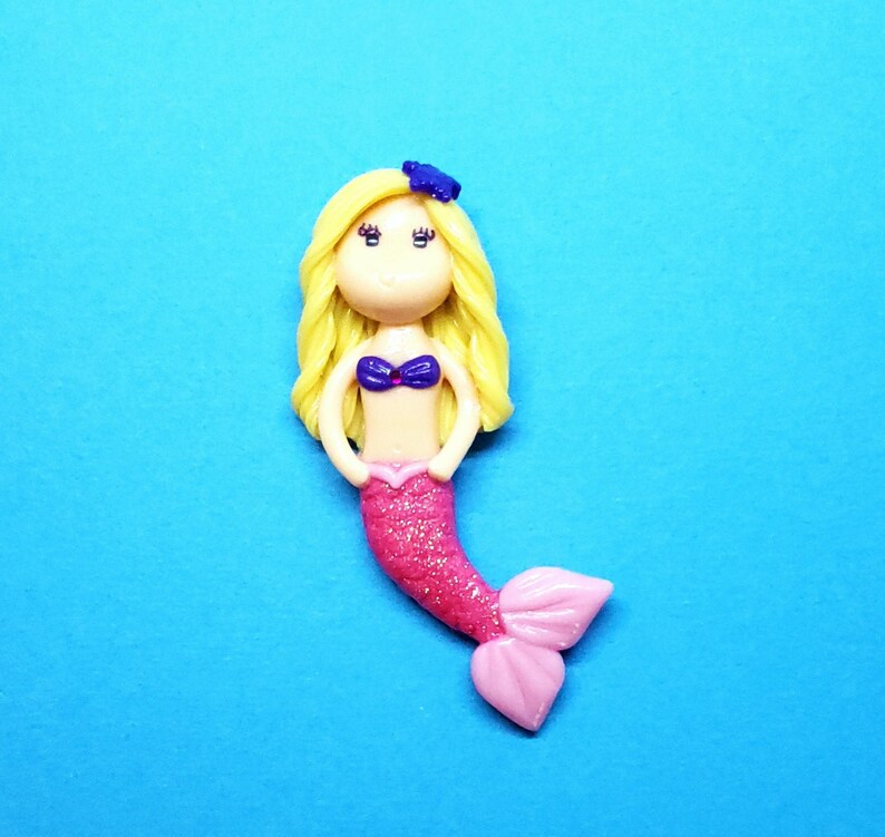 Cold Porcelain Blonde Little Mermaid Figurine With Pink Tail Etsy