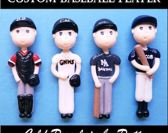 Custom Baseball Player Figurine, Pitcher Batter Catcher Coach, Sports Team, Ornament, Magnet, Cake Topper