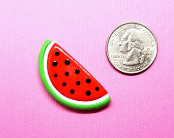 Red Watermelon Fruit Slice | Handmade Clay Center | Magnet | Brooch | Faux Food Decor | Ready to Ship