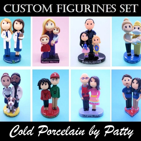 Custom Standing Miniature Figurines Set over at the Same Base | Custom Family, Couple, Parents, Siblings | Personalized Handmade Gift