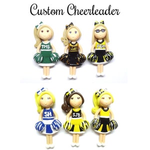 Custom Cheerleader Figurine Ornament Magnet Purse Charm Brooch Cake Topper Personalized Handmade Gift image 10