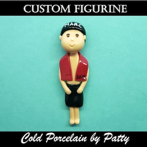 Custom Cold Porcelain Male Swimmer Figurine, Personalized Ornament, Cake Topper, Keepsake