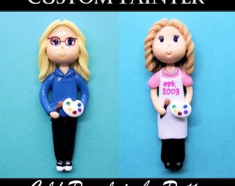 Custom Painter Artist Figurine, Art Student, Instructor Master Teacher, Personalized Ornament, Keepsake, Gift
