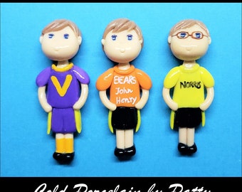 Custom Flag Football Player Figurine, Sports Athlete Team Coach, Ornament, Pendant, Purse Charm, Brooch, Magnet, Cake Topper Decor