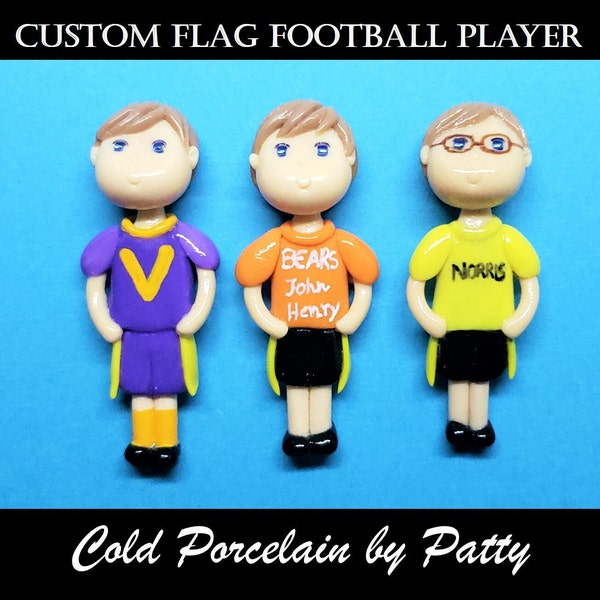 Figurine personnalisée de joueur de flag-football | ornement | aimant | Décoration | Décoration de gâteau | Cadeau fait main personnalisé