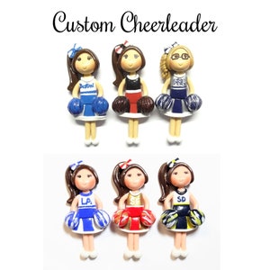 Custom Cheerleader Figurine Ornament Magnet Purse Charm Brooch Cake Topper Personalized Handmade Gift image 9