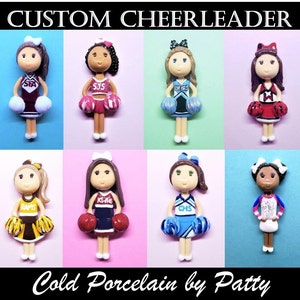 Custom Cheerleader Figurine Ornament Magnet Purse Charm Brooch Cake Topper Personalized Handmade Gift image 1