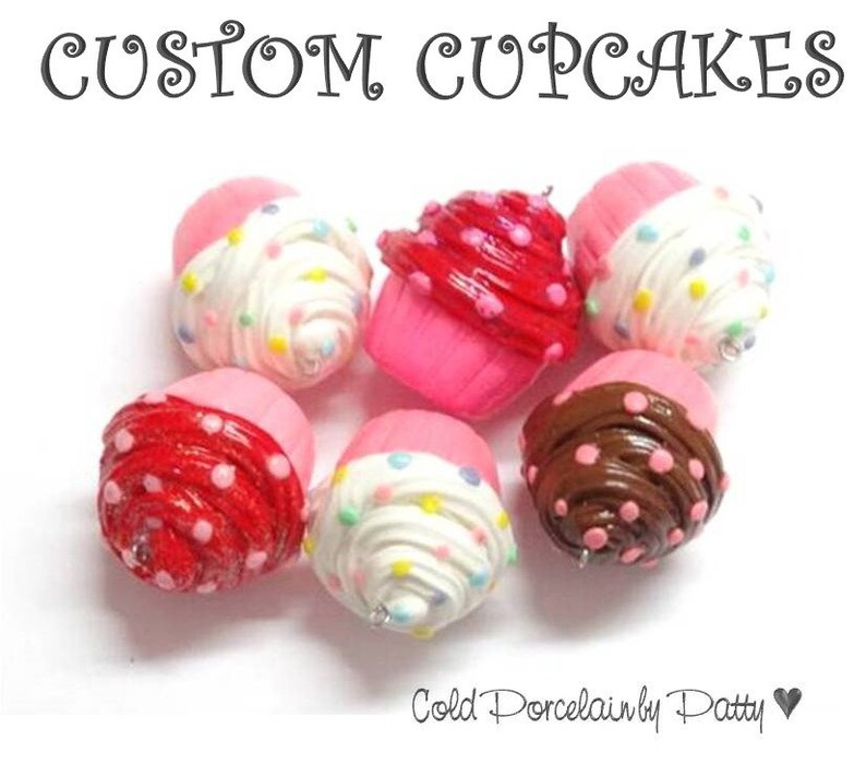 Custom Cold Porcelain Cupcake with Sprinkles Decor Gift Jewelry Accessories