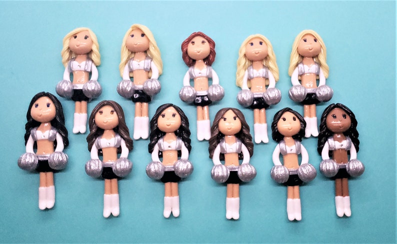 Custom Cheerleader Figurine Ornament Magnet Purse Charm Brooch Cake Topper Personalized Handmade Gift image 7