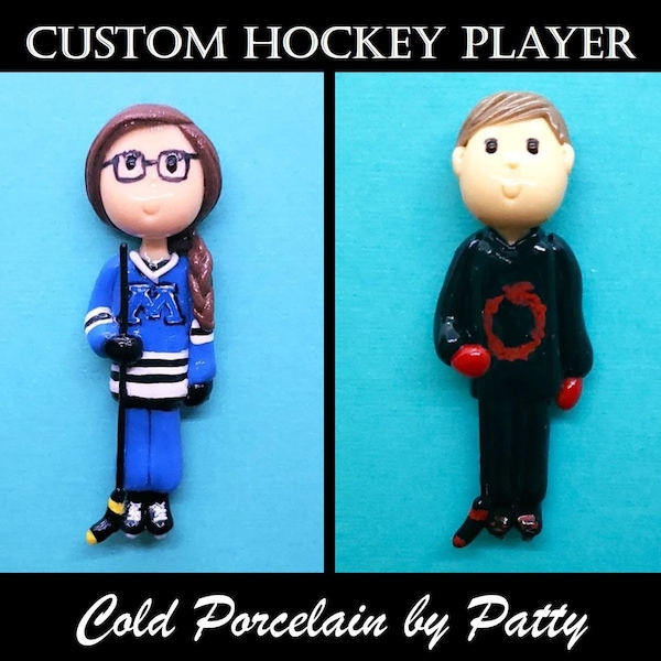 Figurine personnalisée de joueur de hockey | ornement | aimant | Décoration | Décoration de gâteau | Cadeau fait main personnalisé