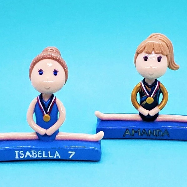 Custom Gymnast Figurine in Split Position | Cake Topper | Centerpiece | Personalized Handmade Gift